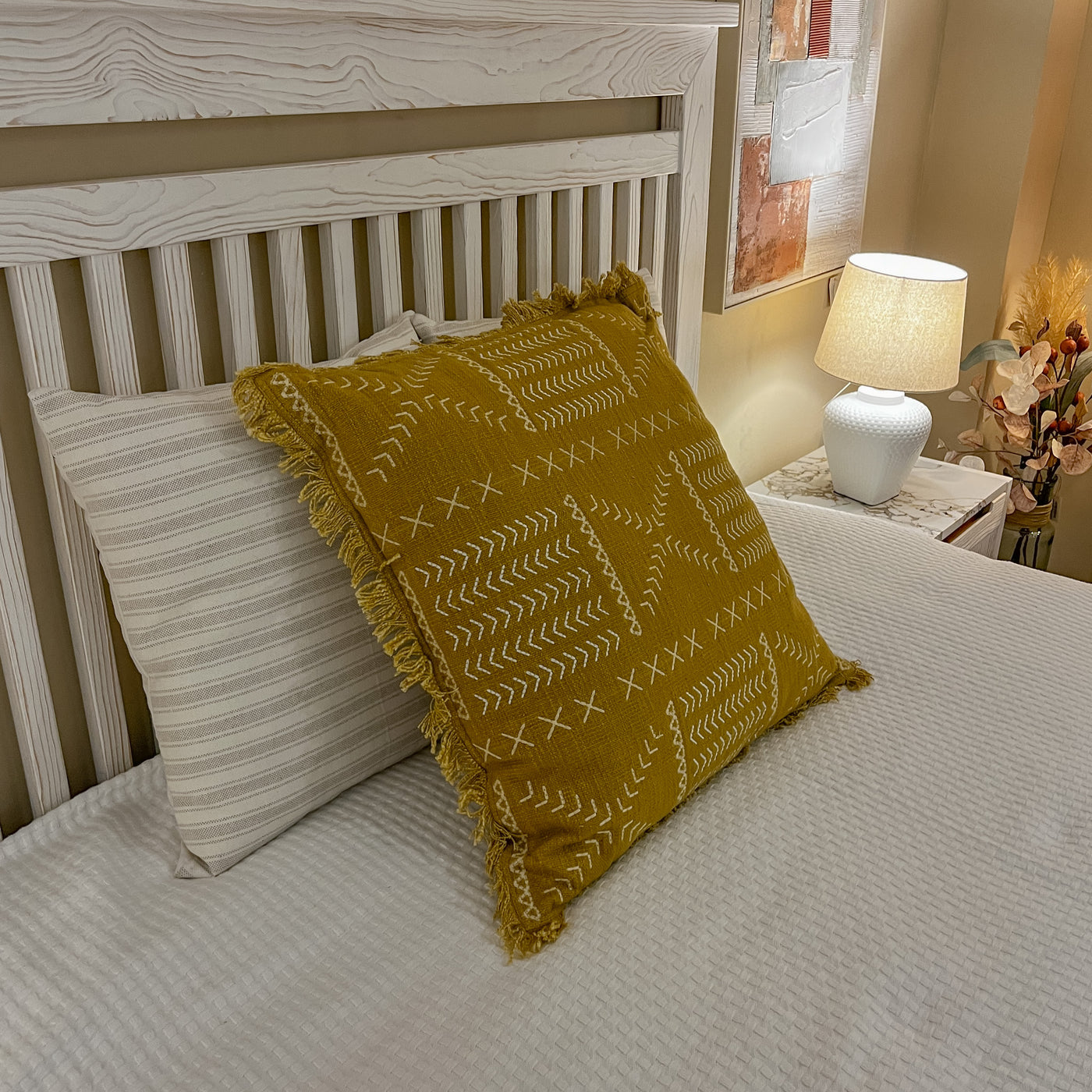 Textil Cojines Fibras sintéticas Mostaza