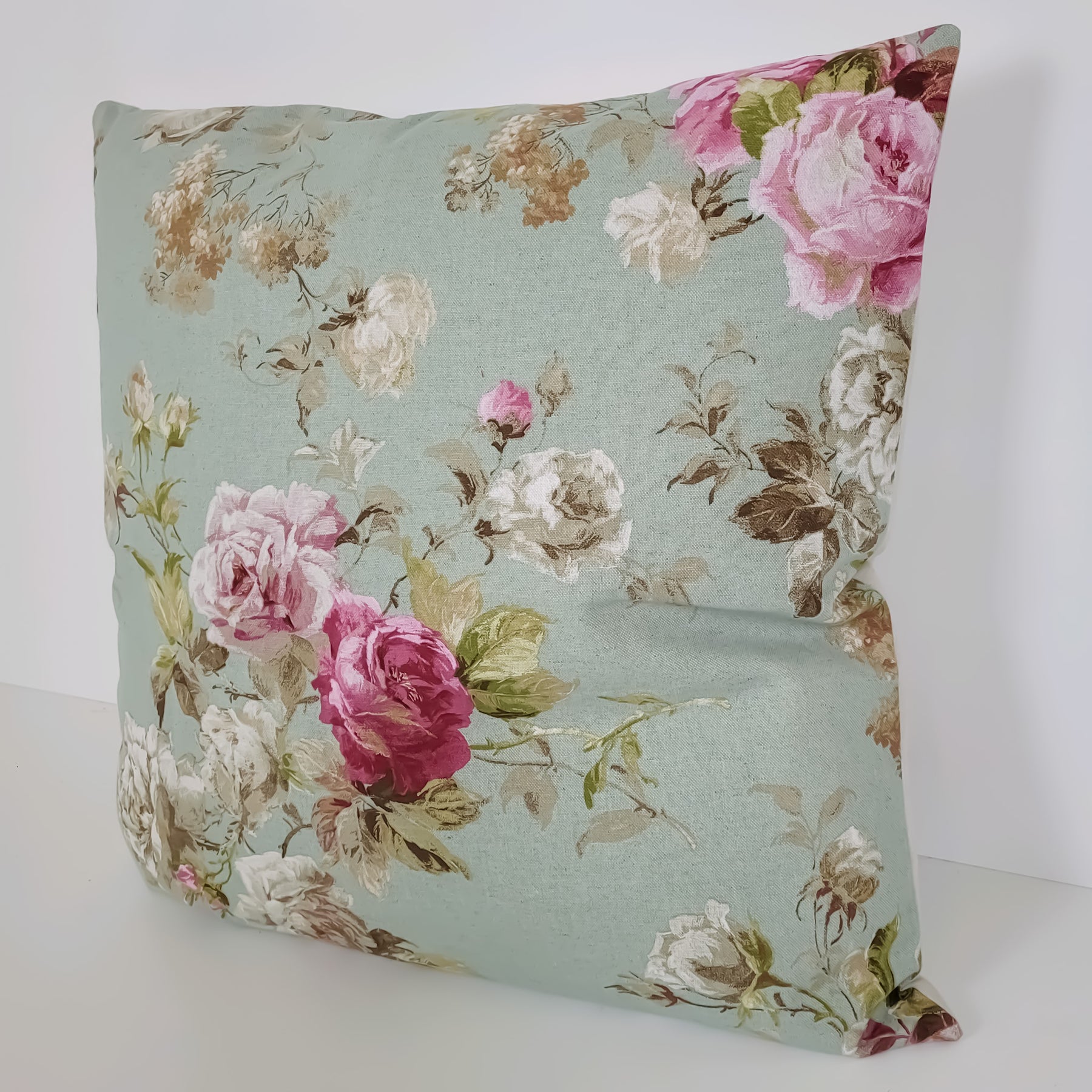 Cojín Decorativo De Rosas 40x40 Cm | Estampado Blanco-colorido | Exterior E Interior | RAEBEL