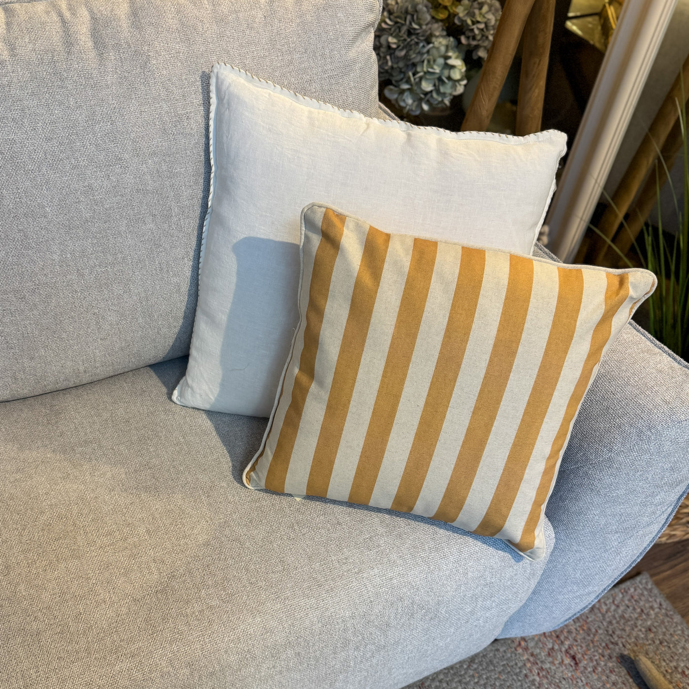 Textil Cojines Lino Mostaza