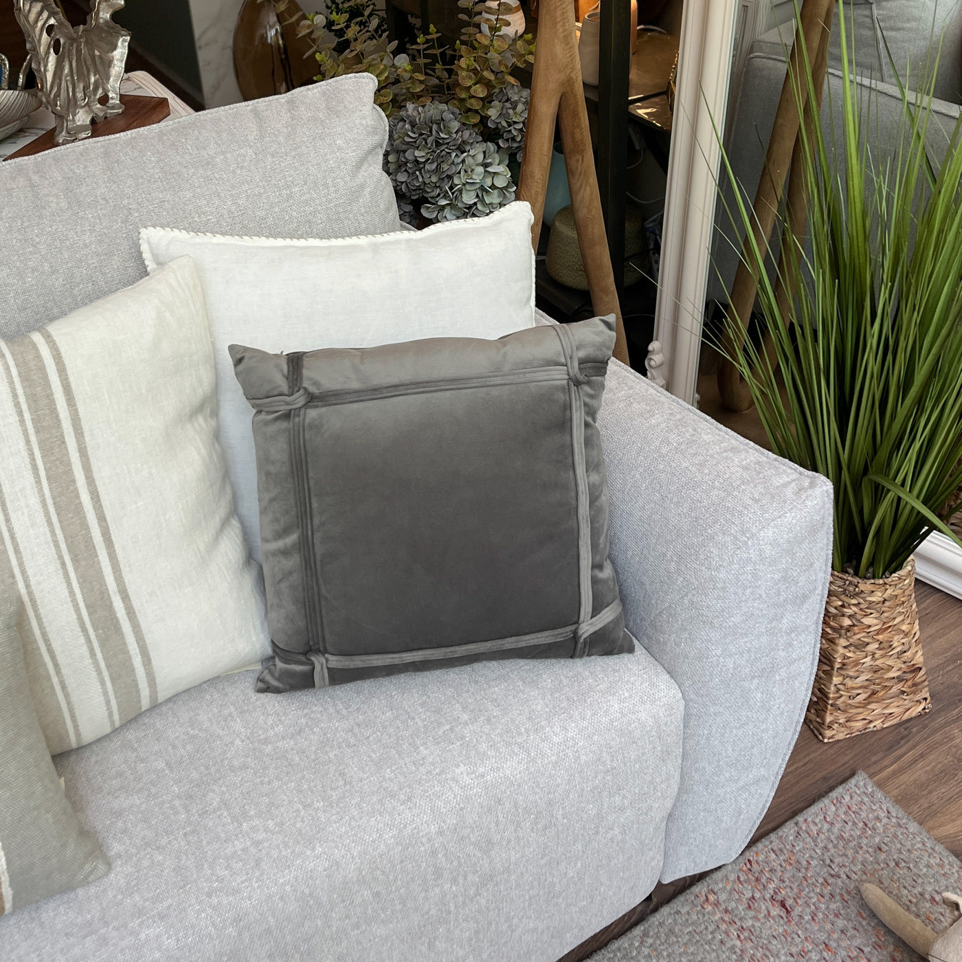 Textil Cojines Terciopelo Gris