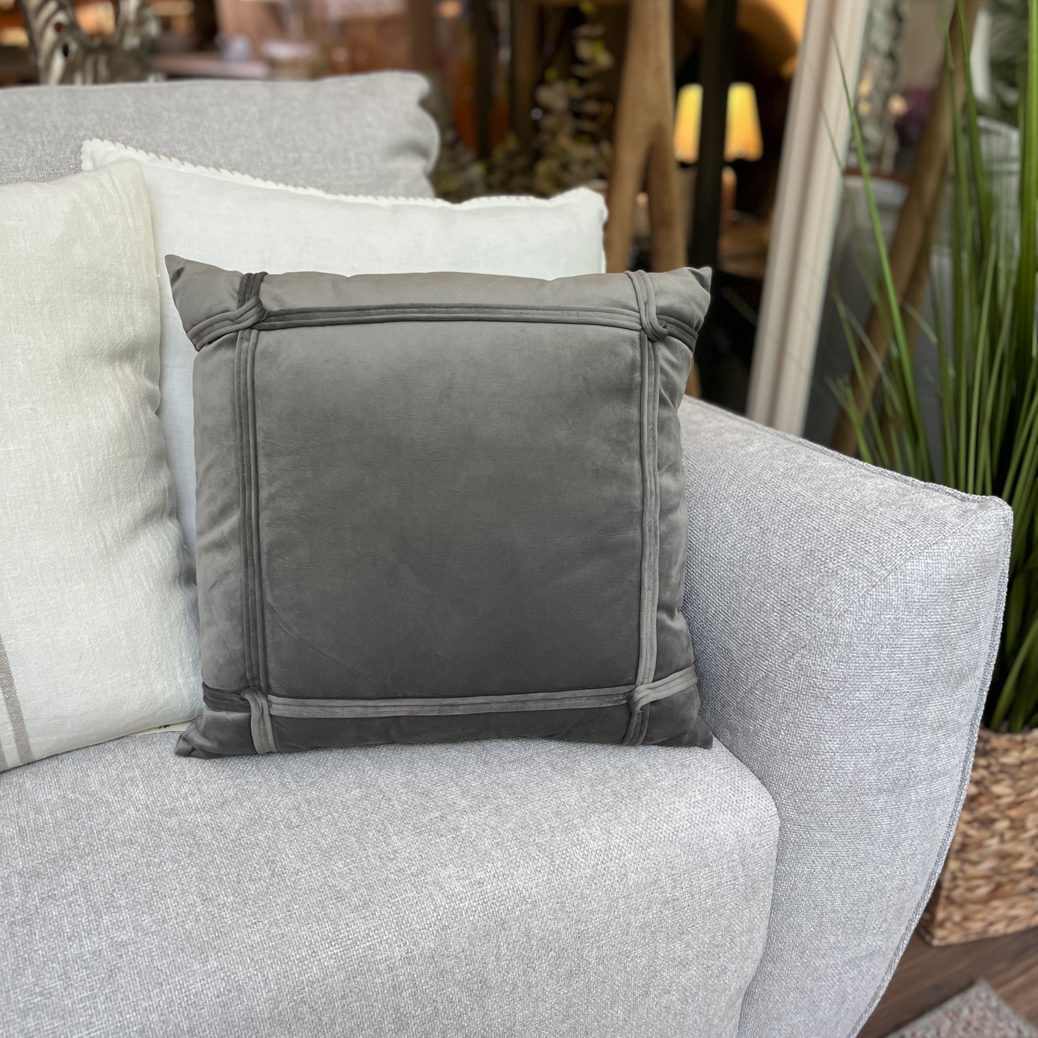 Textil Cojines Terciopelo Gris