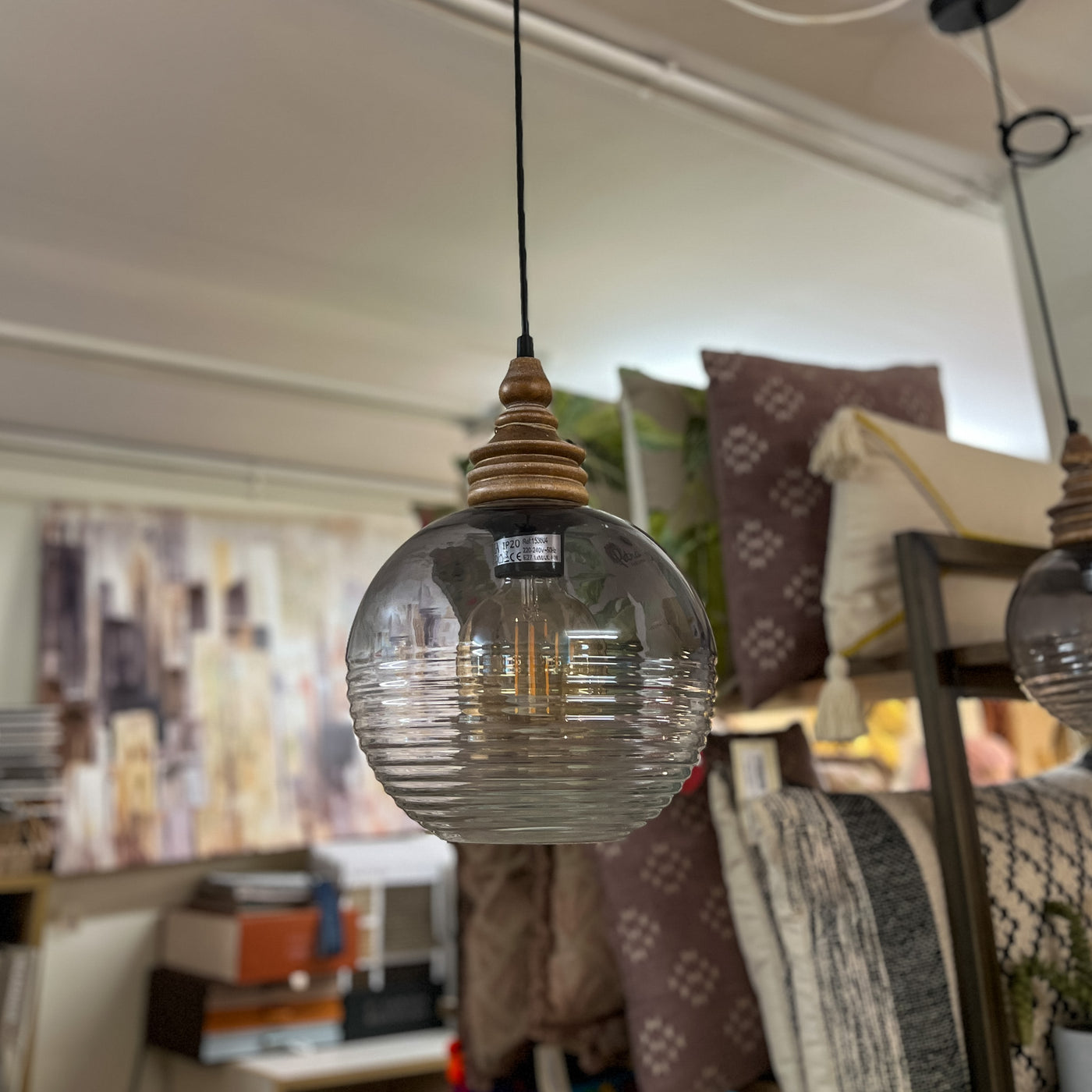 lampara-techo-cristal-madera