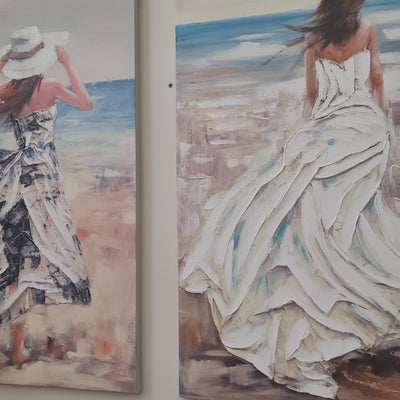 Cuadro lienzo chica playa 80x120 cm