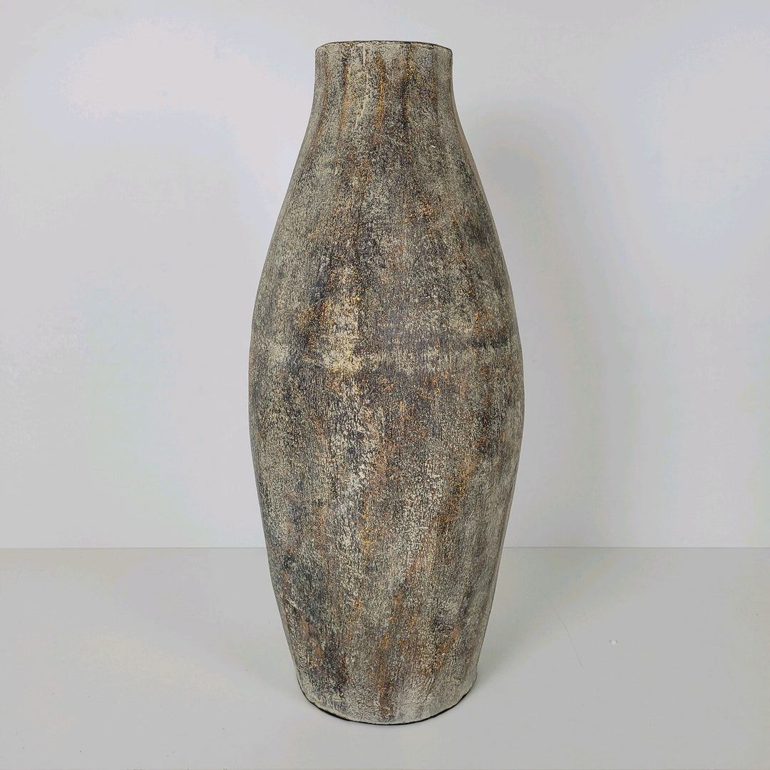 JARRÓN CERÁMICA 70CM Gris Claro - Rustikale Vase Von AlexandreHouse 28x70cm