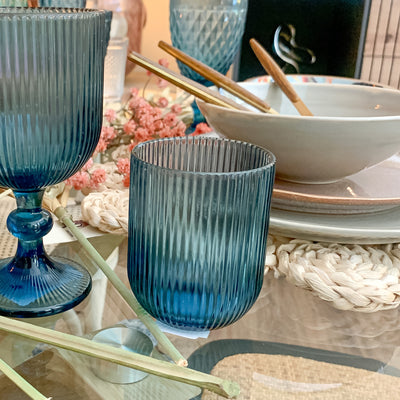 Menaje hogar Cristalería Vasos Vidrio y cristal Azul