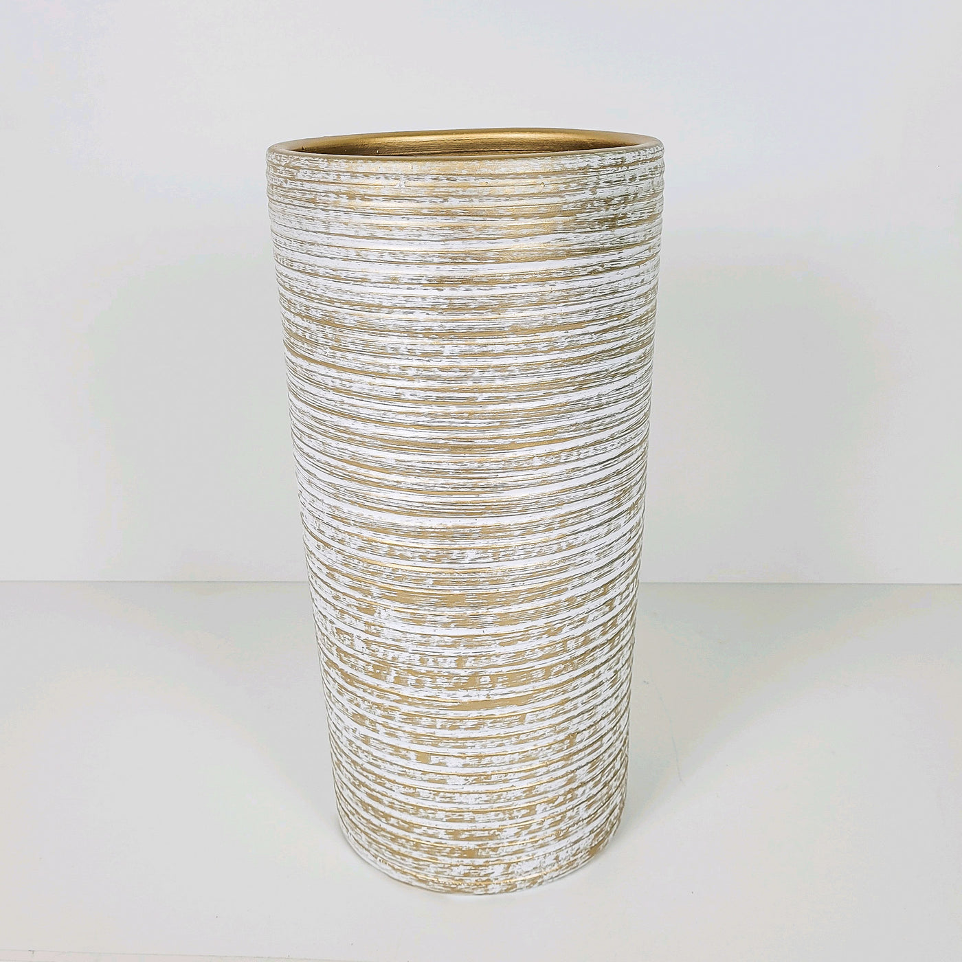 Paragüero cerámica rayas oro 22x47 – Petra Decora