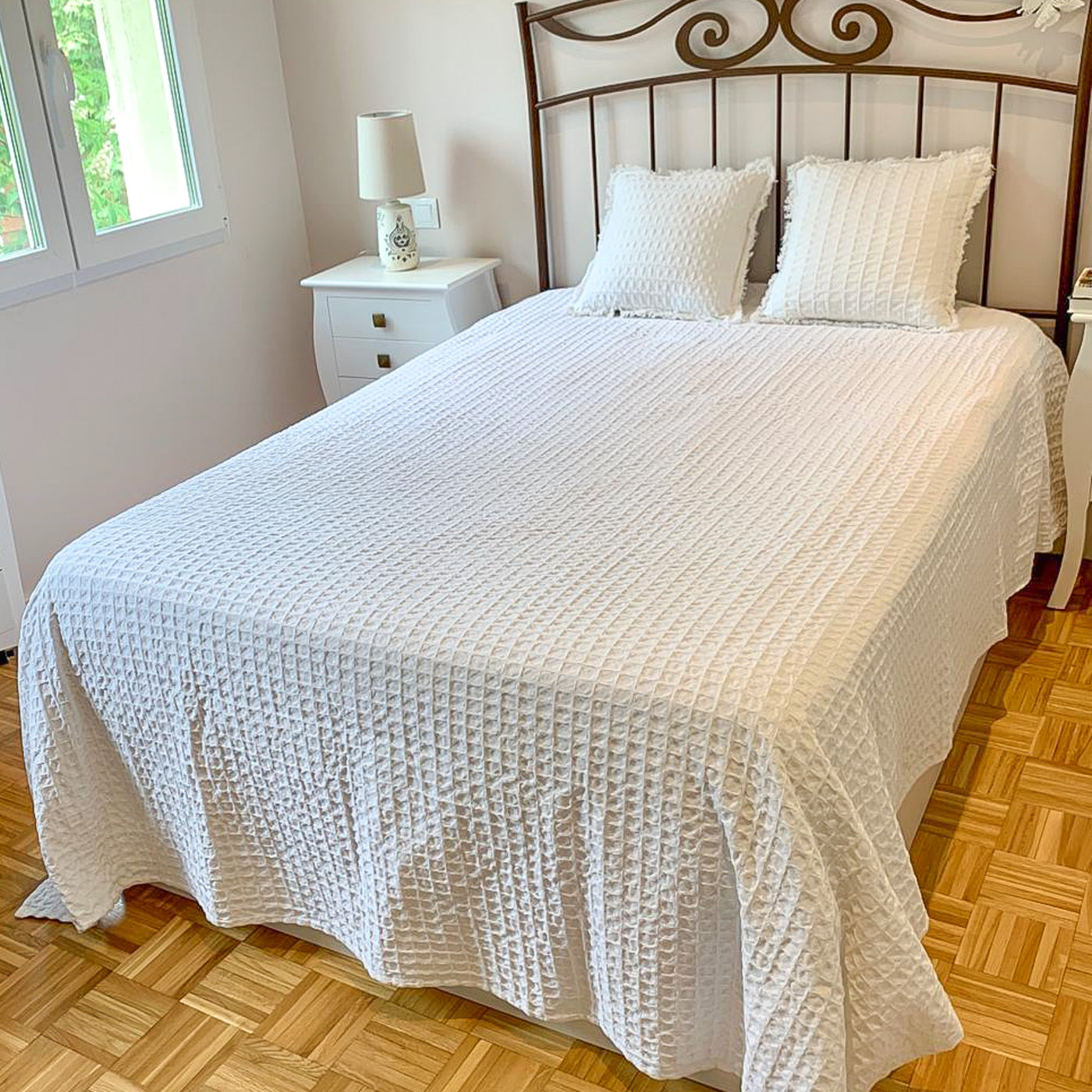 Colcha blanca panal cama 150 – Petra Decora